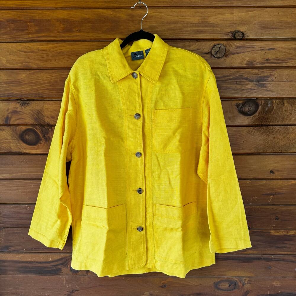 Vintage LizWear Yellow Cotton Chore Coat Jacket Size Medium